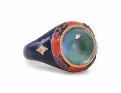 Armenta | Enamel Shank With Round Emerald Signet Ring