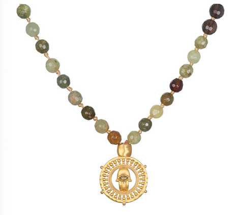 Satya | Inhabit Your Power Smokey Quartz Green Garnet Mala