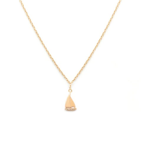 Leah Alexandra | Sailboat Necklace - Gold & CZ