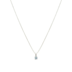 Leah Alexandra | Birthstone Necklace - Silver & Aquamarine