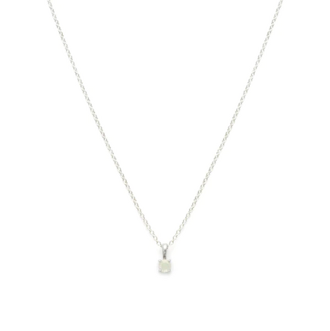 Leah Alexandra | Birthstone Necklace - Silver & Opal