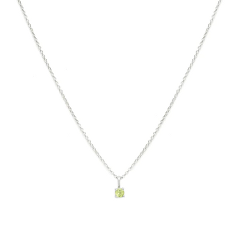 Leah Alexandra | Birthstone Necklace - Silver & Peridot