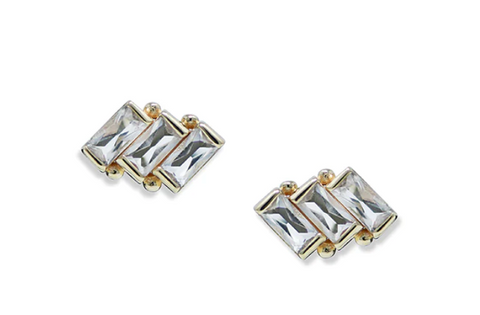 Anzie | Clear Topaz Triple Carre Studs