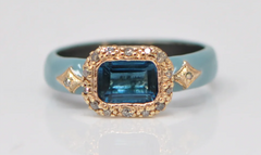 Armenta | Emerald Topaz Serenity Blue Enamel Ring