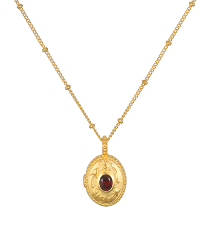 Satya | Lotus Birthstone Locket Necklace