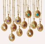 Satya | Lotus Birthstone Locket Necklace