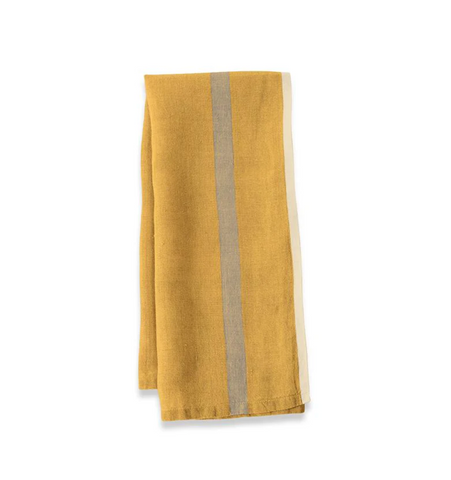 Caravan Laundered Linen Mustard/Grey Tea Towel