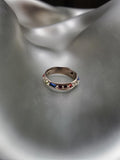 18K White Gold, Rainbow Sapphire Eternity 'Pinched' Ring