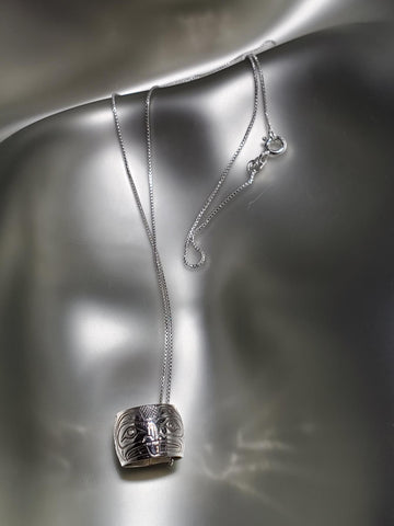 Sterling Silver 'Beaver' Large Spirit Bead Necklace