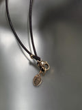 14K Gold Star & Bronze Leaf, Leather Necklace