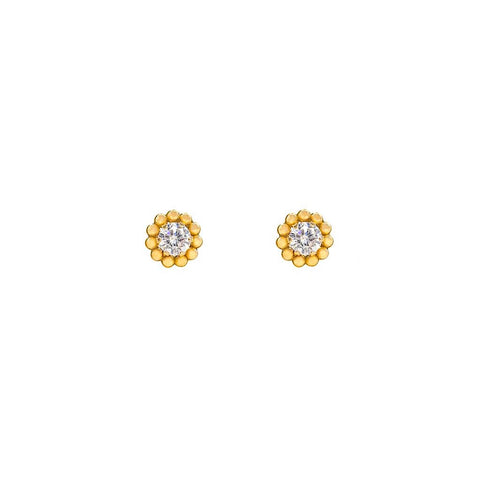 Beaded Studs - 10k Gold, CZ
