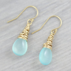 Dianne Rodger Petal Earring - Gold fill, Aqua Chalcedony