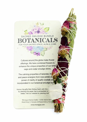 Monague | Botanical Cedar Smudge Bundle -Rose Quartz Crystal and Rose Petals
