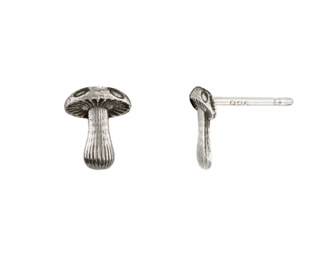 Pyrrha | Sterling Silver Mushroom Symbol Stud Earrings