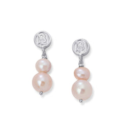 Bloodline Double Pink Pearl Drop Earrings