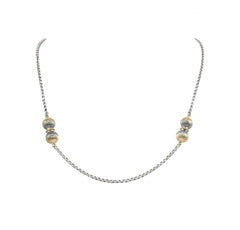 Sterling Silver & 18K Gold Two-Ball Necklace