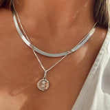 Herringbone Mother Necklace - Sterling Silver 