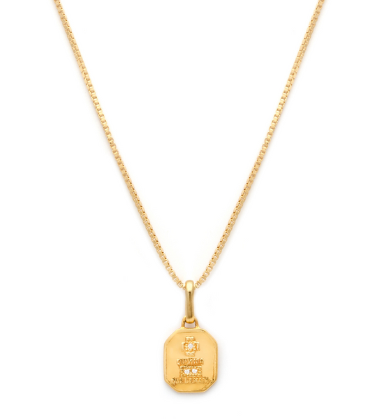 Love Token - Gold Plate & Gold Fill Chain CZ Square Necklace