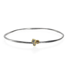 Todd Reed | 18K Gold & Sterling Silver, Rose Cut Diamonds & Raw Diamond Cube Bracelet