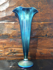 Blue Luster Trumpet Petite Vase