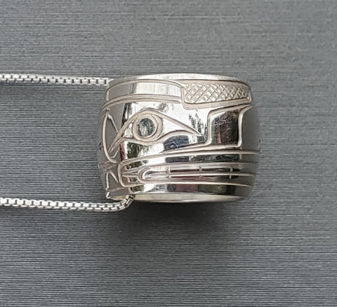 Sterling Silver 'Wolf' Large Spirit Bead Necklace