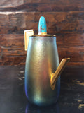 Sterling Silver With 24K Gold Plating, Turquoise, Multi Color Iridescent Vessel