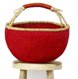 The African Home Goods | Red African Market Basket  Bolga Ghana Basket