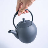 Dark Gray Round 44oz Cast Iron Tea Pot