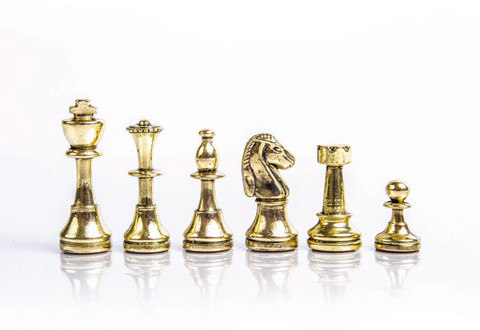 Manopoulos | Classic Handcrafted Metal Staunton Chessmen Set - Gold & Silver