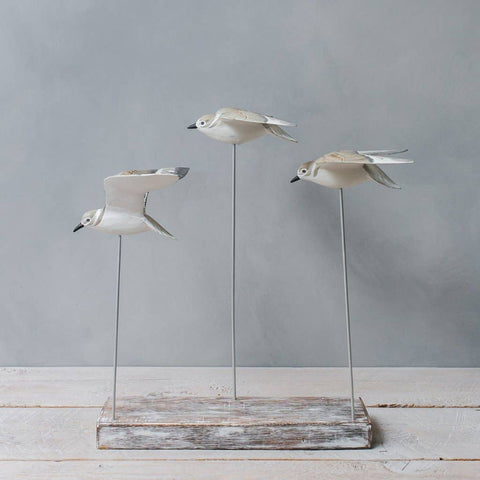 Aviologie | Plovers - Snowy - Flying Set of 3 - 17"H -Wooden Ornament