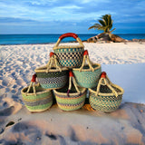 The African Home Goods | African Market Basket | Ghana Bolga Basket Pastel Green