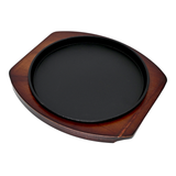 Cast Iron Steak Plate Round With Wooden Trivet