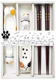 Cat Design 6 Piece Chopsticks Sauce Dish and Rest Gift Set