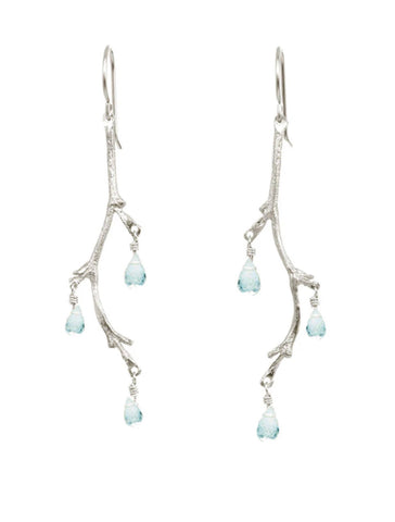 Catherine Weitzman | Mini Fringe Earrings with Swiss Blue Topaz
