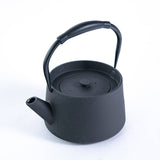 Modern Straight Edge Design Black 33oz Cast Iron Tea Pot