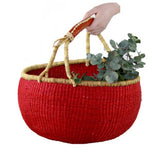 The African Home Goods | Red African Market Basket  Bolga Ghana Basket
