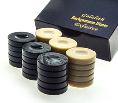 Manopoulos | Handcrafted Premium Galalith Checkers in Black and Beige