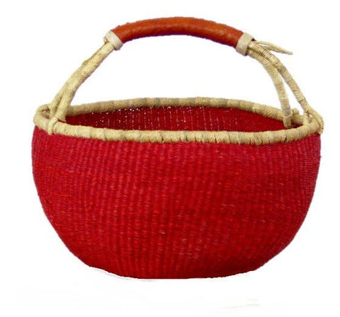 The African Home Goods | Red African Market Basket  Bolga Ghana Basket
