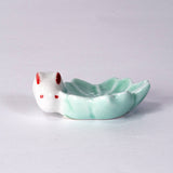 Sakura Rabbit Porcelain Chopsticks Rest 2"L Green