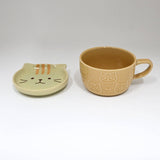 Cat Design 7oz Coffee Mug With Saucer Lid 3"H