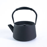 Modern Straight Edge Design Black 33oz Cast Iron Tea Pot