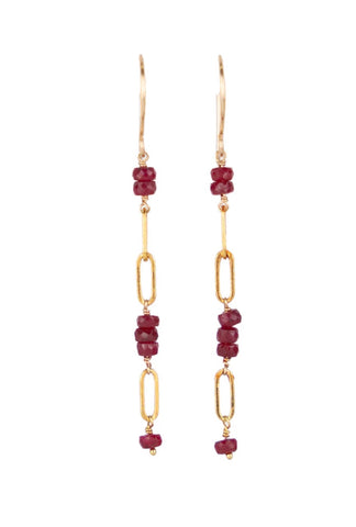 Catherine Weitzman | Makiki Long Chain Earrings with gemstones