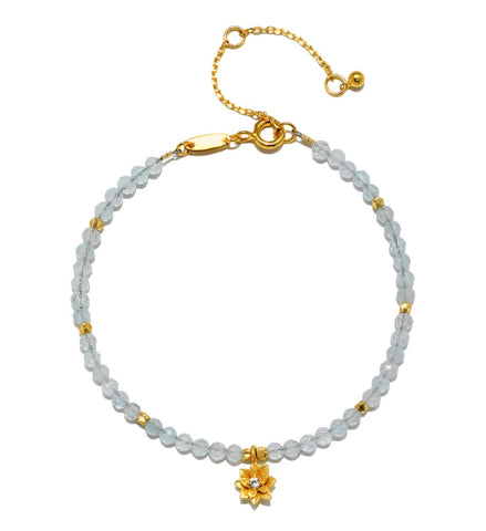 Satya | Aquamarine Lotus March Birthstone Bracelet
