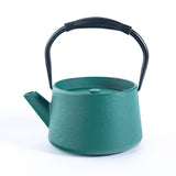 Modern Straight Edge Design Green 33oz Cast Iron Tea Pot