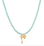 Satya | Love Unlocked Chalcedony Beaded Key Heart Necklace
