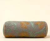Indaba | Suzani Embroidered Kantha Bolster, Grey