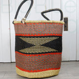 Big Blue Moma | Tall Laundry Basket - Warm Reds & Black