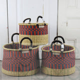 Big Blue Moma | Short Laundry Basket - Red & Blue Checks