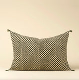 Indaba | 16x24 Block Print Check Linen Pillow, Green