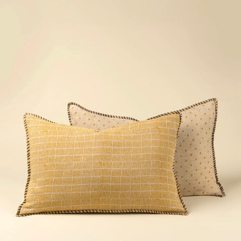 Indaba | Dash & Dot Linen Pillow, Sunflower